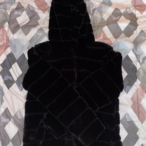 Fuzzy faux fur black jacket